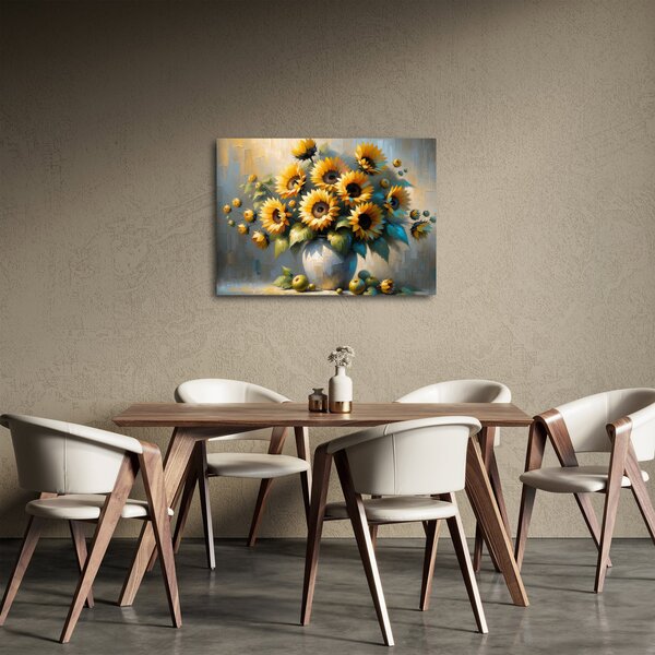 Obraz - Váza se slunečnicemi (70x50 cm)