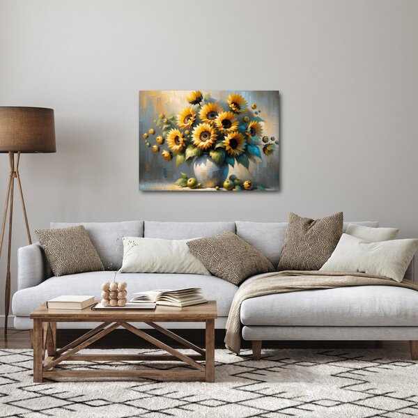 Obraz - Váza se slunečnicemi (70x50 cm)