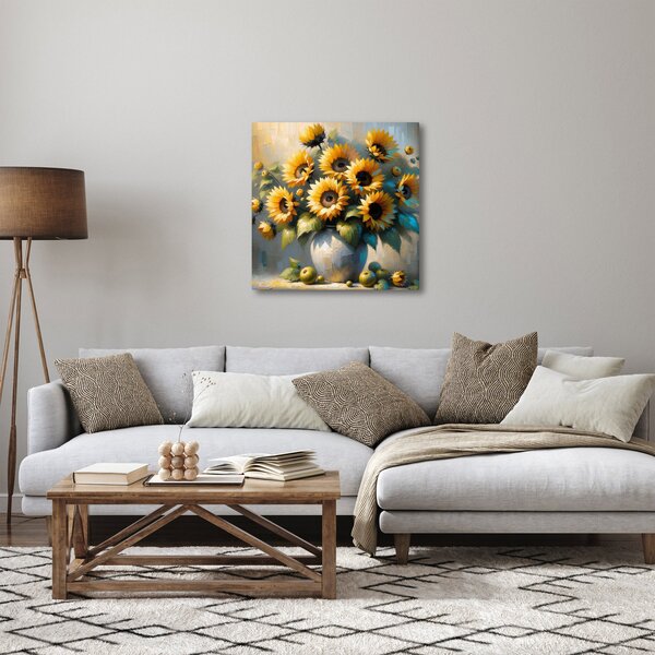 Obraz - Váza se slunečnicemi (30x30 cm)