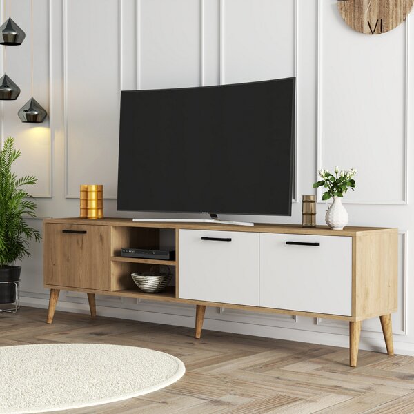 TV stolek/skříňka Essex 1 (Dub + Bílá). Akce -25%
