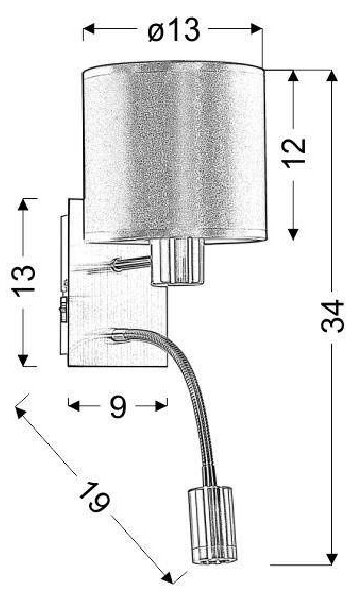 Nástěnná lampa se čtecím ramenem SYLWANA - 1xE14, 40W + LED 3W, chromovaná / zlatá