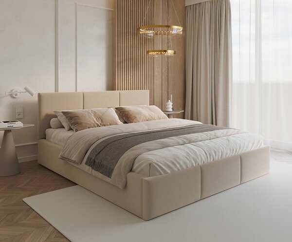 Čalouněná postel FRESIA 90x200cm Krémová Paris s úložným prostorem kovový rošt