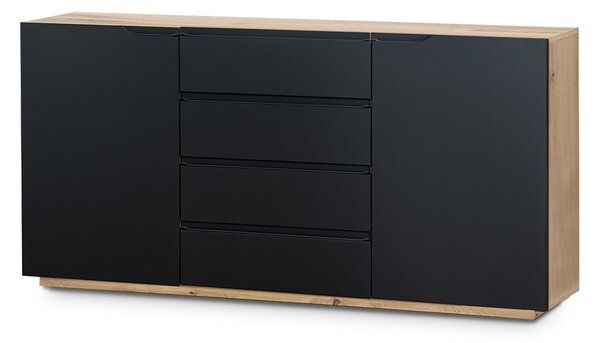 Komoda dvoudveřová s 4 zásuvkami Loftia - artisan/Černý mat