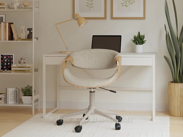 Designová otočná židle ENIGER - béžová / dub