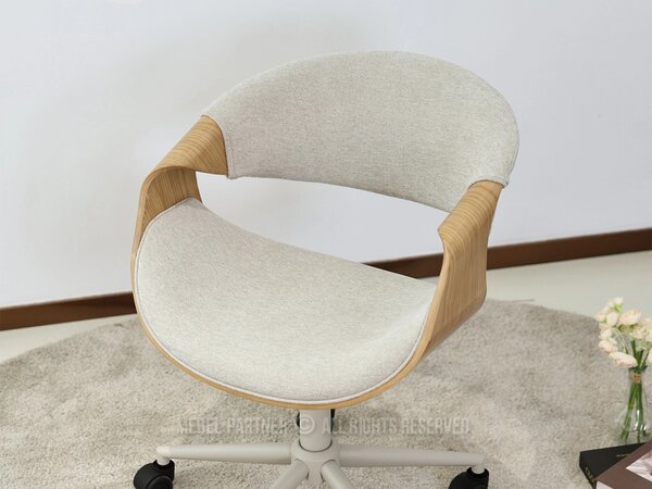 Designová otočná židle ENIGER - béžová / dub