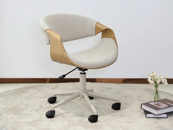 Designová otočná židle ENIGER - béžová / dub