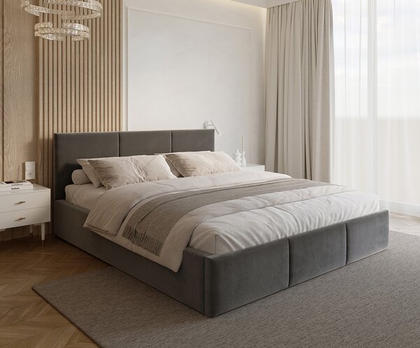 Čalouněná postel FRESIA 90x200cm Šedá Paris s úložným prostorem kovový rošt
