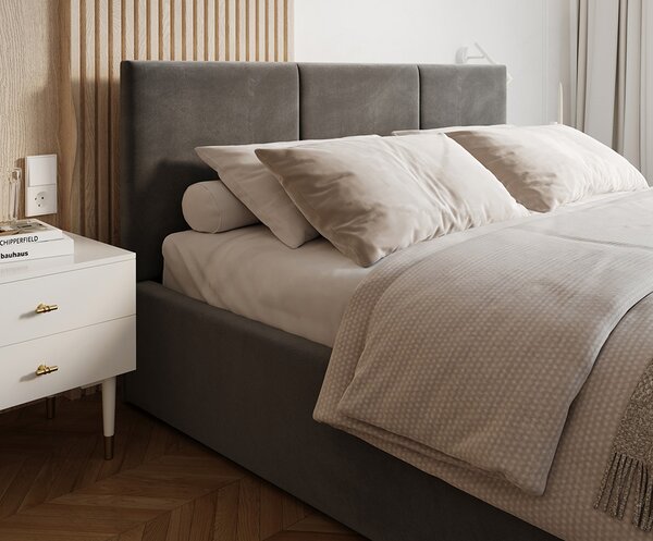 Čalouněná postel FRESIA 90x200cm Šedá Paris s úložným prostorem kovový rošt