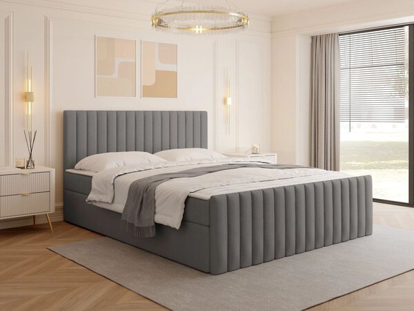 Kontinentální manželská postel 180x200 VASHON 2 - šedá + topper ZDARMA