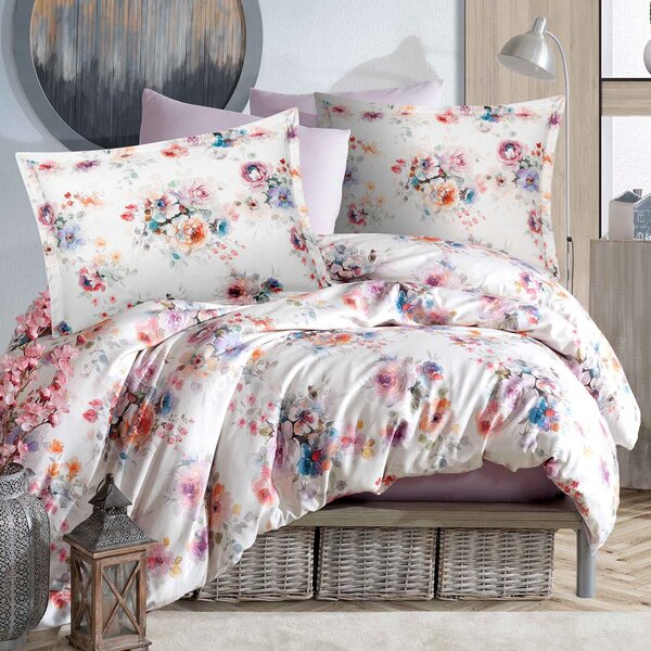 SATÉNOVÉ POVLEČENÍ LUXURY FARYA 160X200 CM, 2KS 70X80 CM KVĚTY