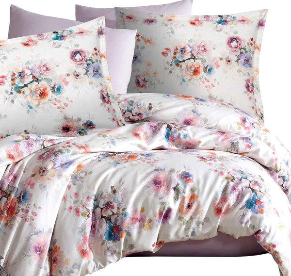 SATÉNOVÉ POVLEČENÍ LUXURY FARYA 160X200 CM, 2KS 70X80 CM KVĚTY