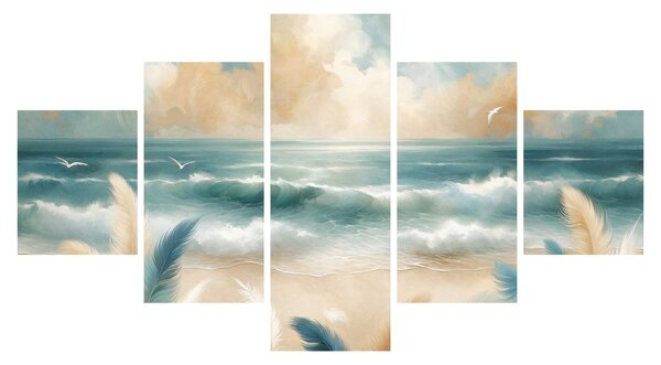 Obraz - Malovaná pláž v lehkých barvách (125x70 cm)