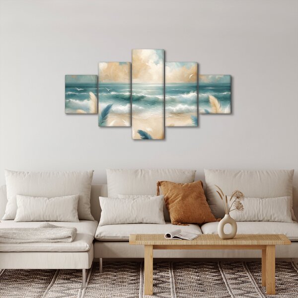 Obraz - Malovaná pláž v lehkých barvách (125x70 cm)