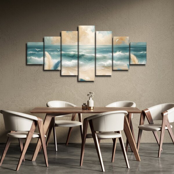 Obraz - Malovaná pláž v lehkých barvách (210x100 cm)