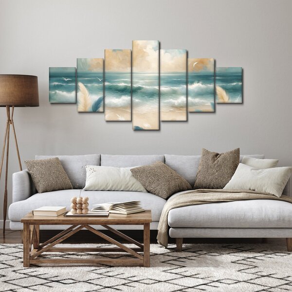 Obraz - Malovaná pláž v lehkých barvách (210x100 cm)