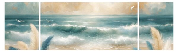 Obraz - Malovaná pláž v lehkých barvách (170x50 cm)