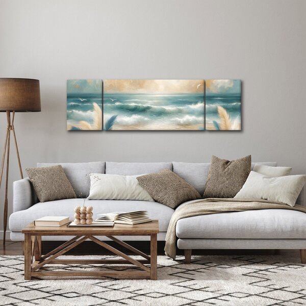 Obraz - Malovaná pláž v lehkých barvách (170x50 cm)