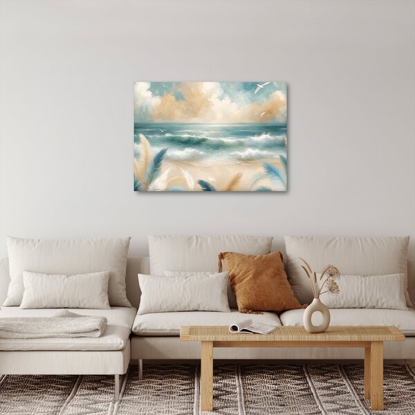 Obraz - Malovaná pláž v lehkých barvách (70x50 cm)