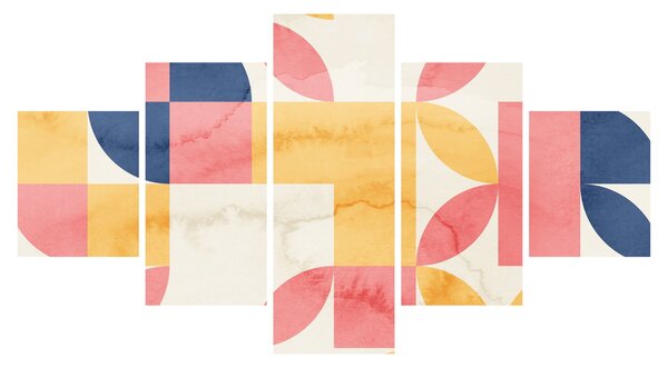 Obraz - Abstrakce s retro vzory (125x70 cm)