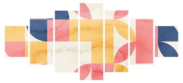 Obraz - Abstrakce s retro vzory (210x100 cm)