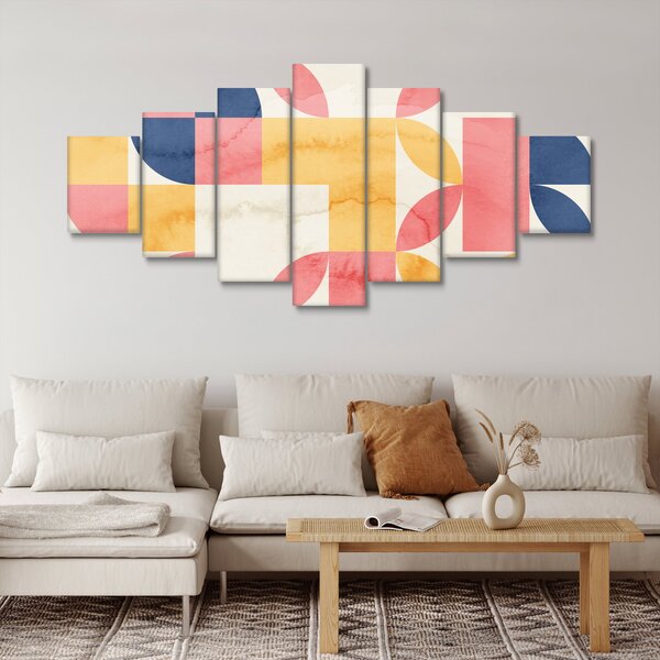 Obraz - Abstrakce s retro vzory (210x100 cm)