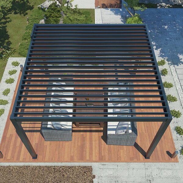 Hliníková bioklimatická pergola s el. lamelami 3 x 4 M + led osvětlení
