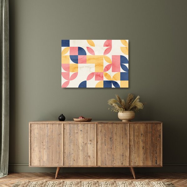 Skleněný obraz - Abstrakce s retro vzory (70x50 cm)