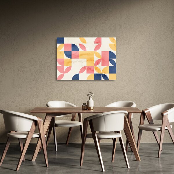 Skleněný obraz - Abstrakce s retro vzory (70x50 cm)