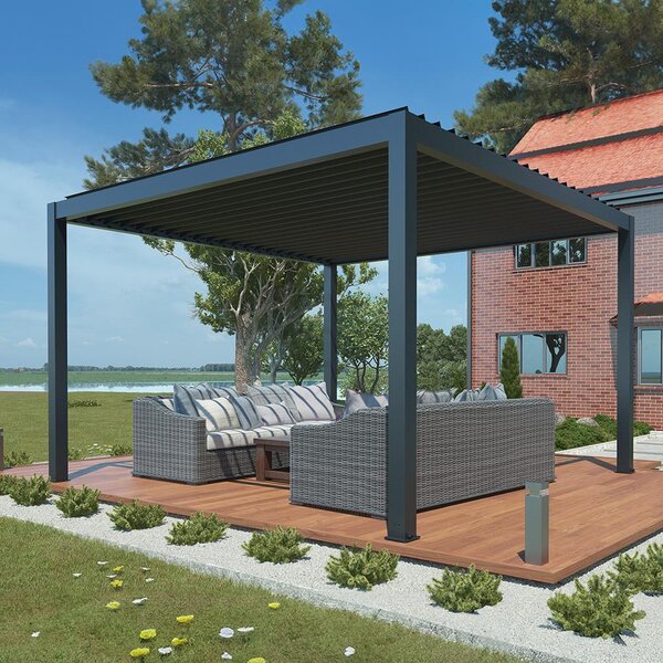 Hliníková bioklimatická pergola s el. lamelami 3 x 4 M + led osvětlení