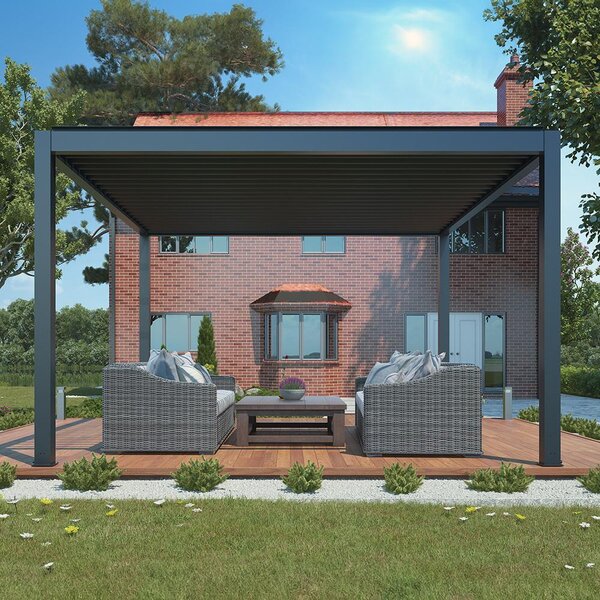 Hliníková bioklimatická pergola s el. lamelami 3 x 4 M + led osvětlení