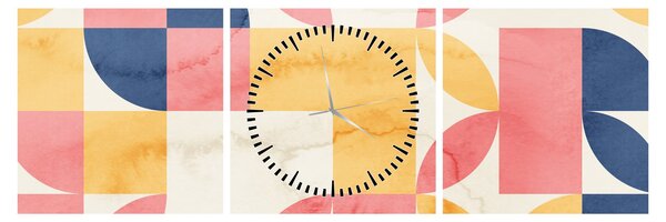 Obraz - Abstrakce s retro vzory (s hodinami) (90x30 cm)