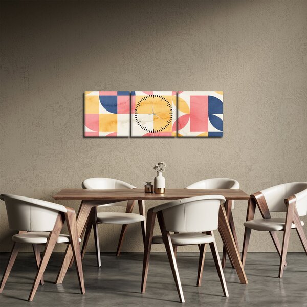 Obraz - Abstrakce s retro vzory (s hodinami) (90x30 cm)