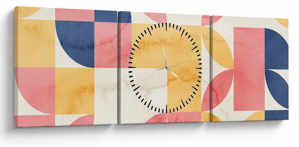 Obraz - Abstrakce s retro vzory (s hodinami) (90x30 cm)