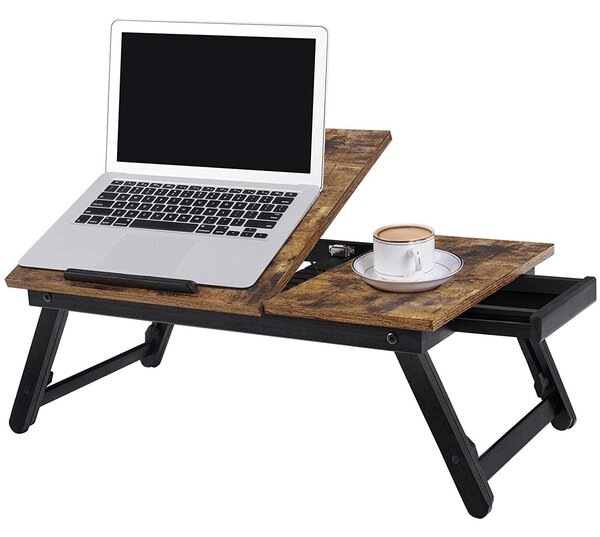 Stůl na laptop, snídaňový tác, rustikální hnědý