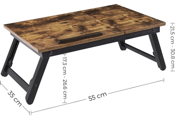 Stůl na laptop, snídaňový tác, rustikální hnědý
