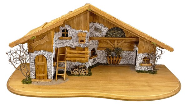 AMADEA Dřevěný osvětlený betlém s figurkami 80 cm