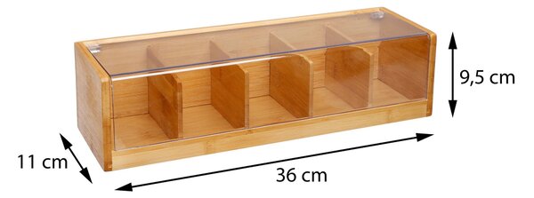 Dřevěný organizér na čaj Modern, 36x11x9, 5 cm