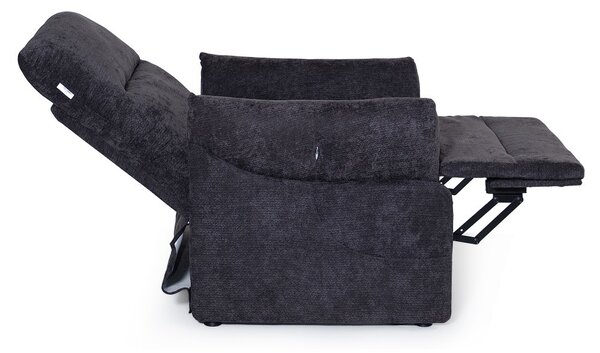 TV křeslo OLEG s elektrickým polohováním — látka, šedá, nosnost 130 kg