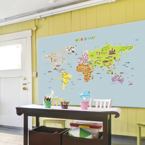 Dětská samolepka na zeď 120x150 cm Giant World Map – Ambiance