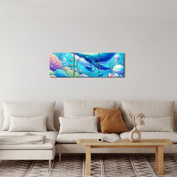 Obraz - Podvodní svět (s hodinami) (90x30 cm)