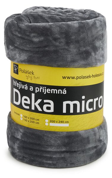 Vlnka Mikroplyšová deka šedá velikost lůžkovin 150x200