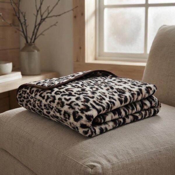 Vlnka Vlněná deka Merino jednovrstvá leopard velikost lůžkovin 95x135