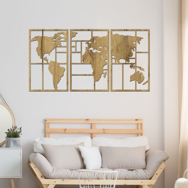 Dřevěná mapa světa GEOMETRY Zvolte barvu dekoru: Wenge | Velikost map: 60x32