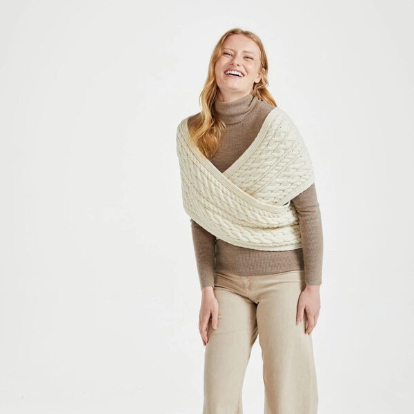 Vlnka Zavinovací Merino pléd s knoflíky přírodní velikost oblečení S