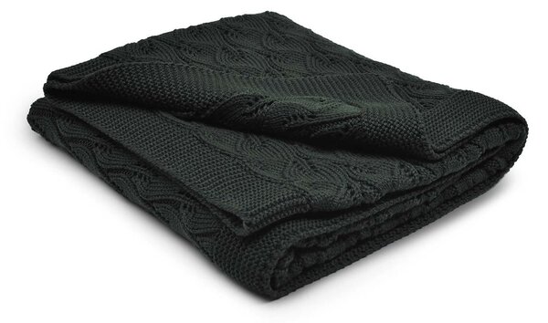 Vlnka Vlněný pletený pléd Merino tmavě zelená velikost lůžkovin 102x152