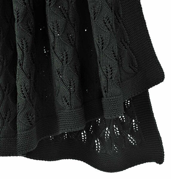 Vlnka Vlněný pletený pléd Merino tmavě zelená velikost lůžkovin 102x152