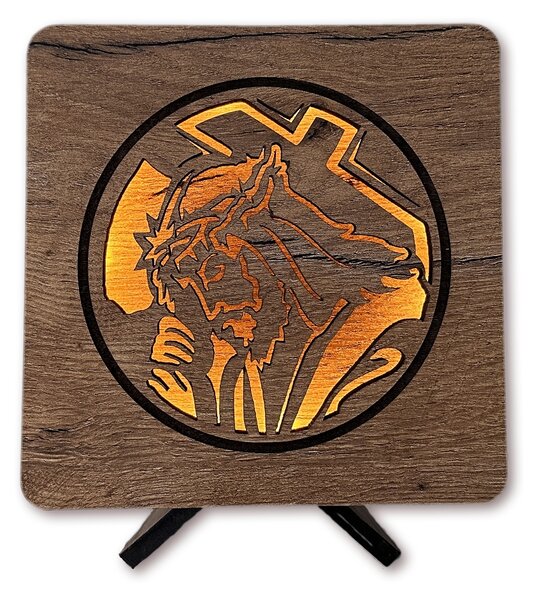 "Ježíš a kříž" lampa 19x19cm provedení povrchu: dub světlý