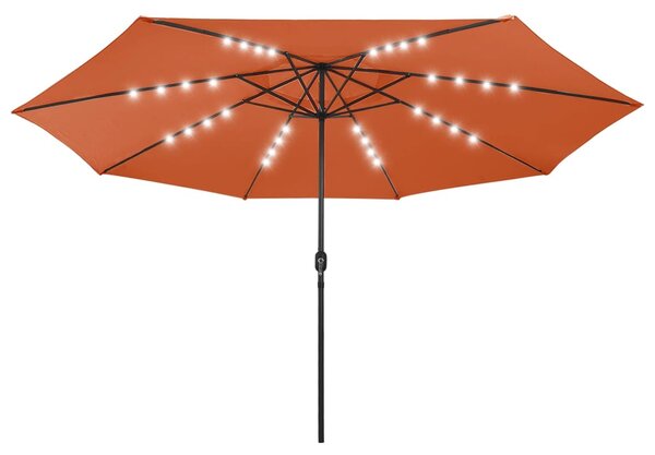 Zahradní slunečník s LED osvětlením 400 cm terakotový