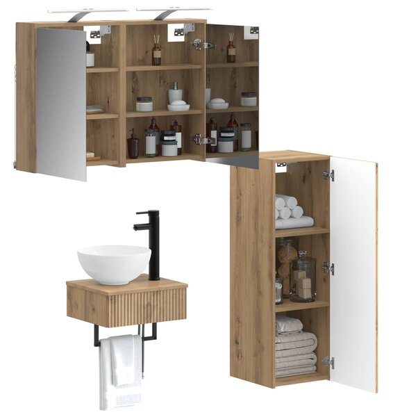 Sada koupelnových skříněk 4 ks Dub artisan Kompozitní dřevo 3407374