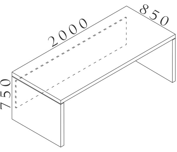 Stůl Lineart 200 x 85 cm, jilm světlý